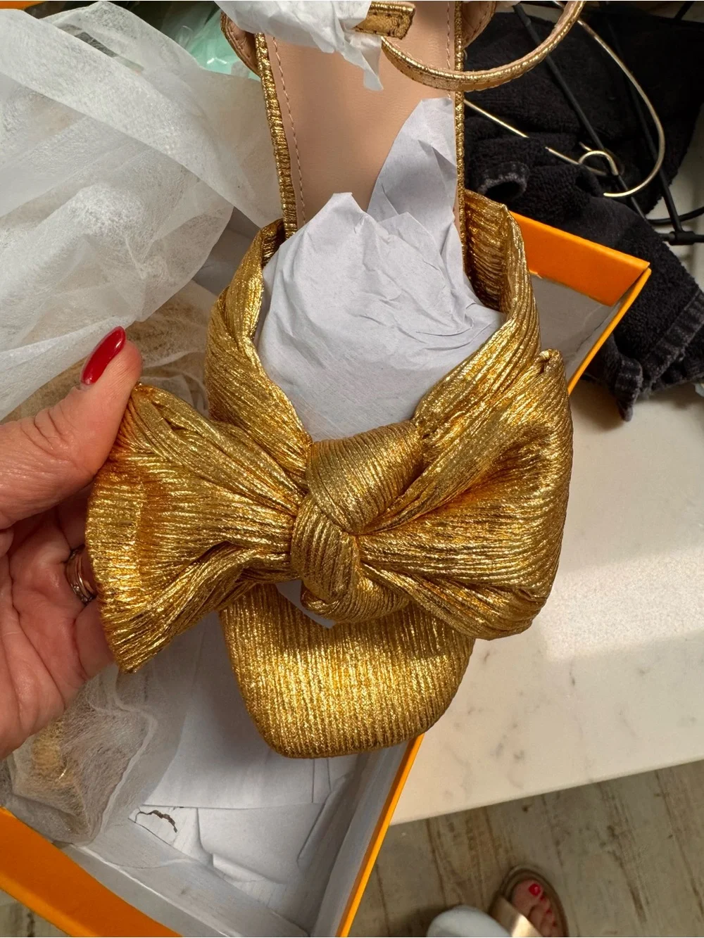 Gold Textured Platform Heels